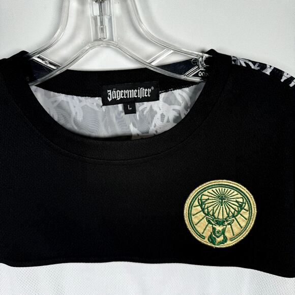 NWOT Jagermeister Black White Short Sleeve Crew Neck Soccer Jersey Mens Size L - Picture 4 of 4